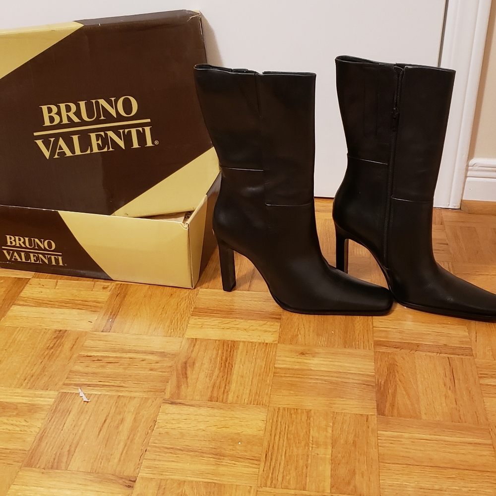 Bruni valenti black leather boots